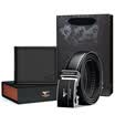 Seven wolves mens belt gift set automatic buckle leather belt male first layer leather mens wallet belt gift box set L9427 black