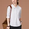 City Plus CITYPLUS 2017 Fall new women&39s literature lively lapel striped long-sleeved shirt shirt CWCS178162 white L