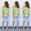 CANISFashion Women Ladies Summer Off Shoulder Shirt Loose Casual Blouse Tops T-Shirt