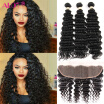 Alot Hair 100 Paquetes De Cabello Humano Con Cierre Frontal De Oreja A Oreja Peruvain Virign Hair Deep Wave 3 Paquete De Cabello Con Cierre