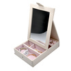 GLOBAL KA Jewelry Box Gift Simple Embossed Belt Makeup Mirror Jewelry Storage Box Birthday Valentines Day Gift White