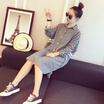 Fort Sheng 2017 new women&39s autumn Korean version of the long-sleeved shirt shirt skirt women&39s long paragraph loose plaid shirt dress zx1781612 pink M