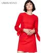 UR Women fashion round neck butterfly sleeves casual H-type dress WG45S7BN2000 red S