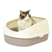 Petty CHOWSING semi-enclosed high-cover single-layer cat sand basin large cat toilet pink