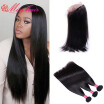 7A Grade Unprocessed 360 Lace Frontal With Bundle Peruvian Virgin Hair With Closure Remy Straight Full Frontal Lace Closure