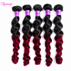 Peruvian Human Hair Two Tone Loose Wave 5 Bundles Ombre Red Human Hair Peruvian Loose Curl Virgin Hair Extensions 1b Burgundy