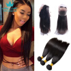 360 Lace Frontal Closure With Bundles 8A Indian Straight Virgin Hair With Closure 3 Bundles Human Hair With 360 Lace Frontal