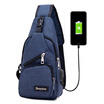 Men Casual Sling Bag Outdoor Travel Chest Shoulder Crossbody with USB charging port