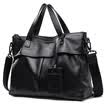 POLO mens large-capacity handbag casual fashion mens bag top layer leather business briefcase 041613 black