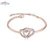 2017 New Fashion Charm Hearts Bracelets Bangles Crystal From Austrian For Women Weddings Party Brand Jewelry Gifts