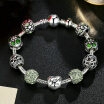Baffin Antique Silver Charm Beads Bracelet & Bangle with Love&Flower Crystal Ball Women Wedding Valentines Day Gift