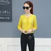 Fort Sheng 2017 new women&39s autumn fashion T-shirt solid color Korean loose V-necklace simple long-sleeved down chiffon shirt shirt tide zx17081411 pink L