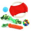Luochu Luxchic juego de juguete para perro mascota mordedura cuerda nudo cuerda de algodón juguete de juguete mordida de perro bola de campana bola voladora disco de 5 piezas