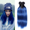 Brazilian Ombre Hair Extensions 8A Grade Unprocessed 2 Tone 1BBlue Ombre Brazilian Virgin Hair Straight 3 Bundles Hair Weft