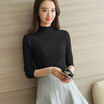 Long Yue Women Knitwear Ladies Short paragraph 2017 autumn&winter new high collar Slim long-sleeved shirt sweater LWYC178720 Black L