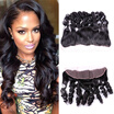 Virgin Indian Hair Natural Color Loose Wave Lace Frontal 13x4 150 Density