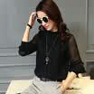 Fort Sheng 2017 new women&39s autumn chiffon shirt women&39s long-sleeved bottoming shirt lace shirt shirt yarn yarn shirt tide zx1782810 black XXL