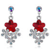 High Quality Red Austrian Crystal Flower Earrings For Women Classic Fashion Drop Earrings Party Gift 26217