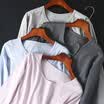 Bejirog womens&mens cotton thin thermal underwear set with round collar