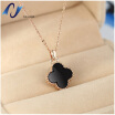 Four-leaf blade grass necklace female black Korean jewelry trade fashion accessories titanium steel rose gold short box chain