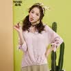 Semir Long Sleeve Shirt Female 2017 Fall Shirt Kiss Meat Han Fan Student V Collar 17316050024 Ice Blue M