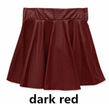Leather Vintage Women Stretch High Waist Skater Flared Pleated Mini Skirt Dress