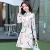 Markentsee 2017 new women&39s autumn dress Korean version of the lapel A skirt Slim long long-sleeved print dress zx150909 pink XL