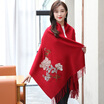 Shanghai stock STORY Of SHANGHAI autumn&winter women&39s wool scarves thick warm shawl peony decals red