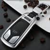 Di Galen 17 new Audi A4L special metal car key bag Audi Q7 car key case protective cover leather key ring moonlight silver