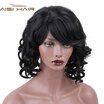 AISI HAIR Synthetic Short Wigs For Black Women Wavy With Bangs Hairstyle Heat Resistant