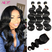 3 Bundles Hair With Lace Closure Brazilian Body Wave Human Hair Bundles with Closure Free Middle Three Part Alot Hiar Products