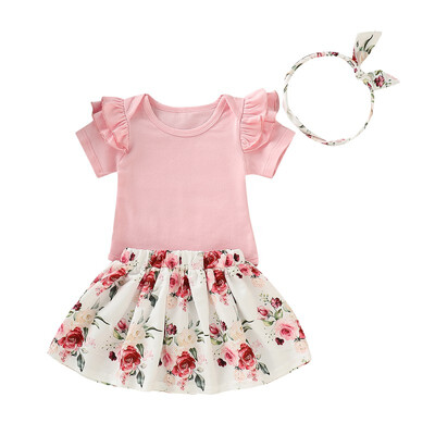 Summer Baby Girl Clothes 3pcs Clothing Sets Cute Cotton Short Sleeve Romper Tops Floral Short Skirt With Headband Newborn Cloth
Summer Baby Girl Clothes 3pcs Clothing Sets Cute Cotton Short Sleeve Romper Tops Floral Short Skirt With Headband Newborn Cloth