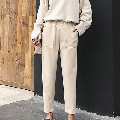 Women Autumn Woolen Pants Solid High Waist Pencil Pants Ankle Length Trousers Black Suit Pants Pockets Trousers 2019 Hot
Women Autumn Woolen Pants Solid High Waist Pencil Pants Ankle Length Trousers Black Suit Pants Pockets Trousers 2019 Hot