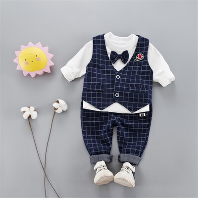 2019 New Autumn Baby Boy Long Sleeve Gentleman Soft Cotton T-Shirt TopsPlaid VestLong Pants Trousers Toddler Outfits
2019 New Autumn Baby Boy Long Sleeve Gentleman Soft Cotton T-Shirt TopsPlaid VestLong Pants Trousers Toddler Outfits