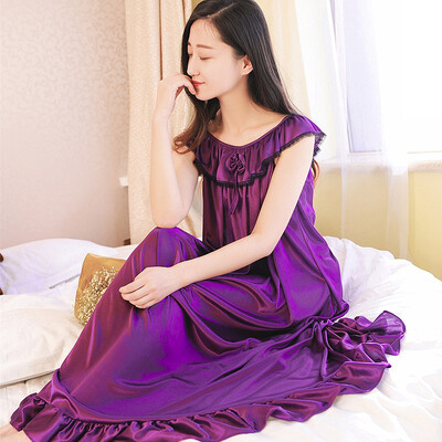 Sexy Ice Slik Lace Sleepwear Skirt Sleeveless Temperament O-neck Ten Color Sleep Long Skirt Nightgown
Sexy Ice Slik Lace Sleepwear Skirt Sleeveless Temperament O-neck Ten Color Sleep Long Skirt Nightgown