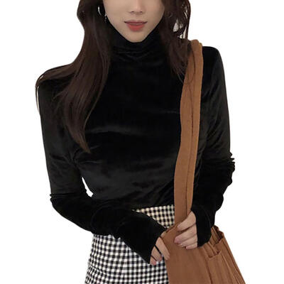 Womens Warm Gold Velvet Pullovers Tops Winter Warm Turtleneck Long Sleeve High Collar Bottoming Slim T-shirt Female Autumn
Womens Warm Gold Velvet Pullovers Tops Winter Warm Turtleneck Long Sleeve High Collar Bottoming Slim T-shirt Female Autumn