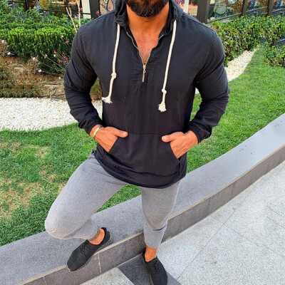 Toponeto Mens New Fashion Solid-Color Linen Hooded Long-Sleeved Clothing Tops Blouse
Toponeto Mens New Fashion Solid-Color Linen Hooded Long-Sleeved Clothing Tops Blouse