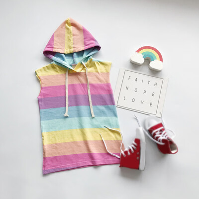 Girls Stripe sleeveless Rainbow Cotton Brand Summer Girl Dress Straight Hoodie Dresses For Girls
Girls Stripe sleeveless Rainbow Cotton Brand Summer Girl Dress Straight Hoodie Dresses For Girls