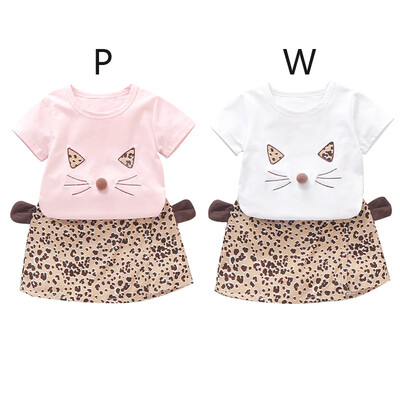 Kids Girls Summer Short Sleeve Cotton Cat Pattern T-shirt Blouse Leopard Skirts Casual Outfits Set
Kids Girls Summer Short Sleeve Cotton Cat Pattern T-shirt Blouse Leopard Skirts Casual Outfits Set