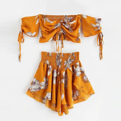 Summer Off Shoulder Cinched Floral Women Set Slash Neck Short Sleeves Crop Top High Waist Shorts Set
Summer Off Shoulder Cinched Floral Women Set Slash Neck Short Sleeves Crop Top High Waist Shorts Set