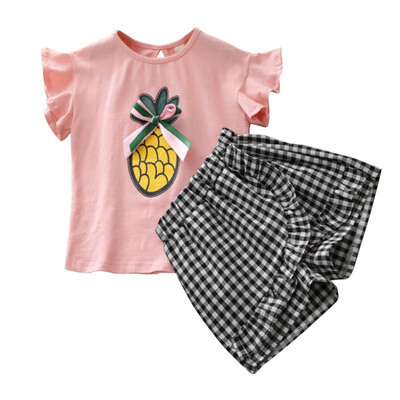 2018 Summer Kids Clothing Set Baby Girl Print Short Sleeve T-Shirt Bow Neckline Stripe Shorts Skirt Two-piece Childr
2018 Summer Kids Clothing Set Baby Girl Print Short Sleeve T-Shirt Bow Neckline Stripe Shorts Skirt Two-piece Childr