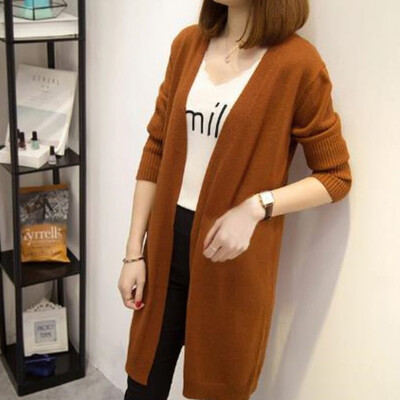 Korean casual long knit cardigan fashion trend solid color ladies jacket loose thin V-neck casual outside take
Korean casual long knit cardigan fashion trend solid color ladies jacket loose thin V-neck casual outside take