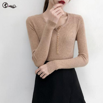 Autumn Women Sweater 2019 NEW New Solid Ladies Sweater Sexy Button Slim V-neck Long-sleeved Knit Pullovers
Autumn Women Sweater 2019 NEW New Solid Ladies Sweater Sexy Button Slim V-neck Long-sleeved Knit Pullovers