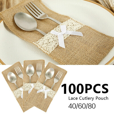 406080100pcs Lace Silverware Pouch Burlap Silverware Holder Wedding Table Decor Jute Lace Knife Fork Pouch Cover Bags
406080100pcs Lace Silverware Pouch Burlap Silverware Holder Wedding Table Decor Jute Lace Knife Fork Pouch Cover Bags