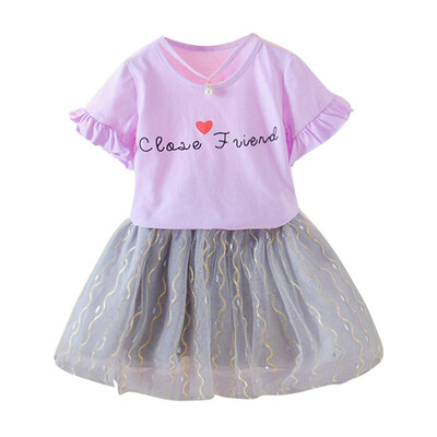 Kids Girls Casual Short Sleeve Costume Set Summer Letter Print T-shirtMesh Skirts Suits 2Pcs Princess Dress
Kids Girls Casual Short Sleeve Costume Set Summer Letter Print T-shirtMesh Skirts Suits 2Pcs Princess Dress