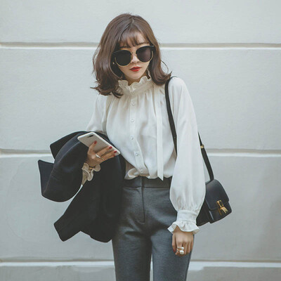 Womens Vintage Blouses Lady Loose Long Petal Sleeve White Shirts Tops Stylish Ruffles Stand Collar Solid Blouses
Womens Vintage Blouses Lady Loose Long Petal Sleeve White Shirts Tops Stylish Ruffles Stand Collar Solid Blouses