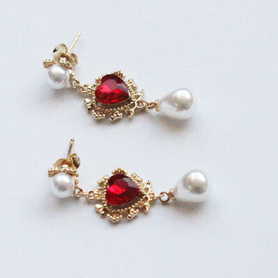 Red Rhinestone Love Heart Charm Pearl Pendant Drop Earrings for Women Lady Accessories
Red Rhinestone Love Heart Charm Pearl Pendant Drop Earrings for Women Lady Accessories
