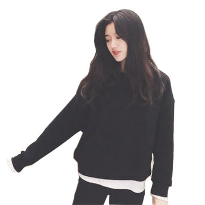 Women Fake Two-piece Stitching Loose Sweatshirt Round Neck Pullover Long Sleeve Casual Thin Section Solid Color Tops Femalr
Women Fake Two-piece Stitching Loose Sweatshirt Round Neck Pullover Long Sleeve Casual Thin Section Solid Color Tops Femalr