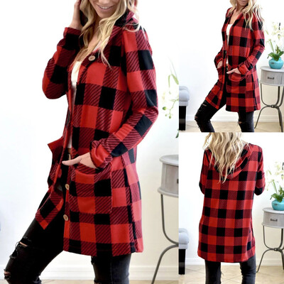 Toponeto Fashion Womens V-Neck Long Sleeves Plaid Print Cardigan Blouse Easy Hooded Tops
Toponeto Fashion Womens V-Neck Long Sleeves Plaid Print Cardigan Blouse Easy Hooded Tops