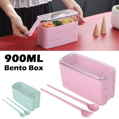 900ml Healthy Material Lunch Box 3-Layer Wheat Straw Bento Boxes Dinnerware Food Storage Container Lunchbox
900ml Healthy Material Lunch Box 3-Layer Wheat Straw Bento Boxes Dinnerware Food Storage Container Lunchbox